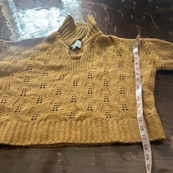 NWT Pink Rose bronze CARAMEL CROPPED PULLOVER v neck collar SWEATER - Picture 4 of 9